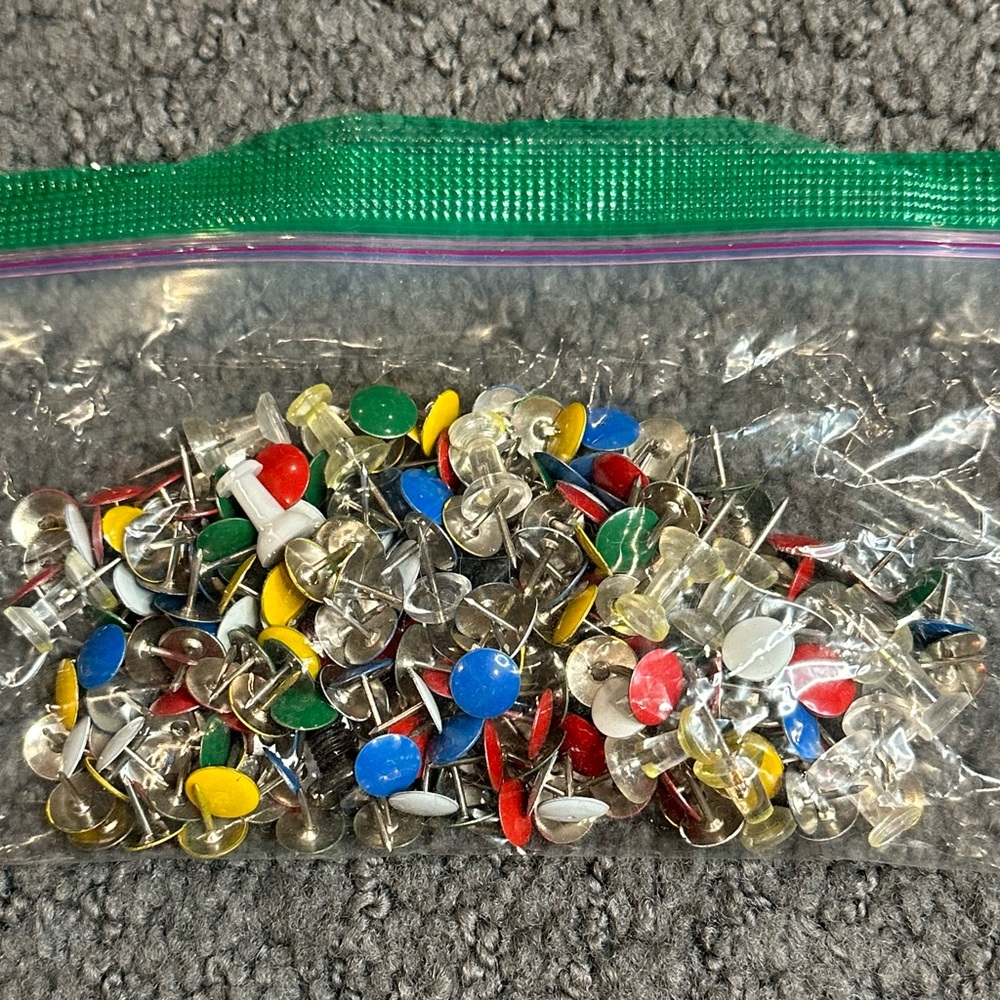 Vintage Enamel Thumb Tacks Red